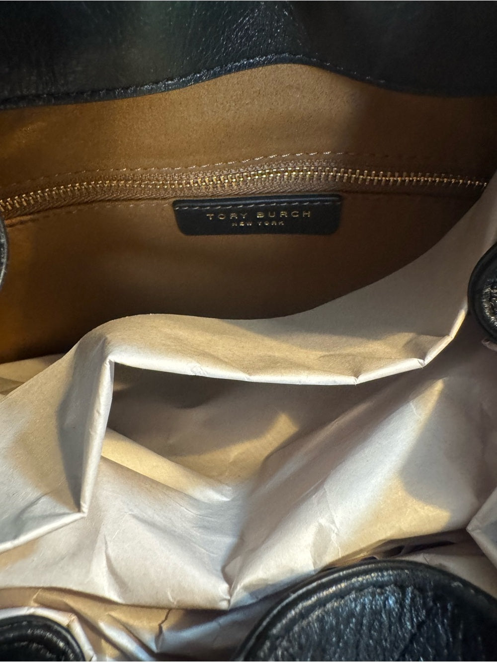Tory Burch Large Black Quilted Charlie Leather Drawstring Bucket Bag