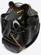 Tory Burch Large Black Quilted Charlie Leather Drawstring Bucket Bag