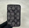 Coach Essential Slim Card Case — Black Crystal Signature Jacquard CCD16 NWT