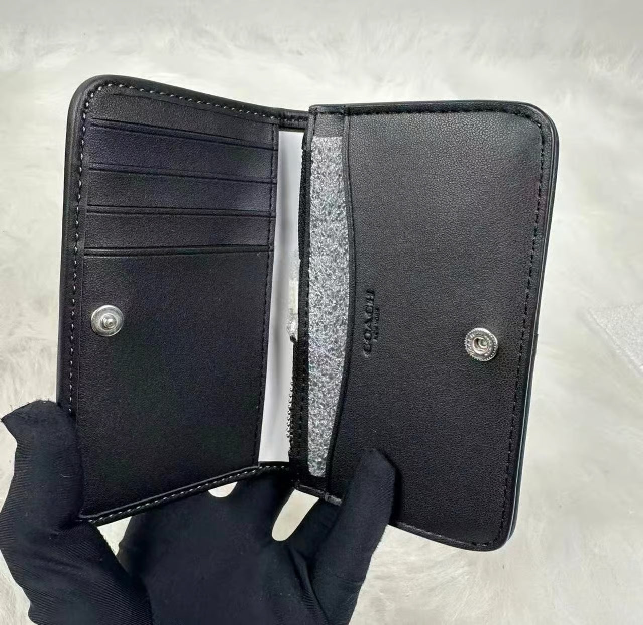 Coach Essential Slim Card Case — Black Crystal Signature Jacquard CCD16 NWT
