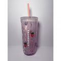 Starbucks Pink Vibes Pink Drink Strawberry Glass Cold Cup 16oz