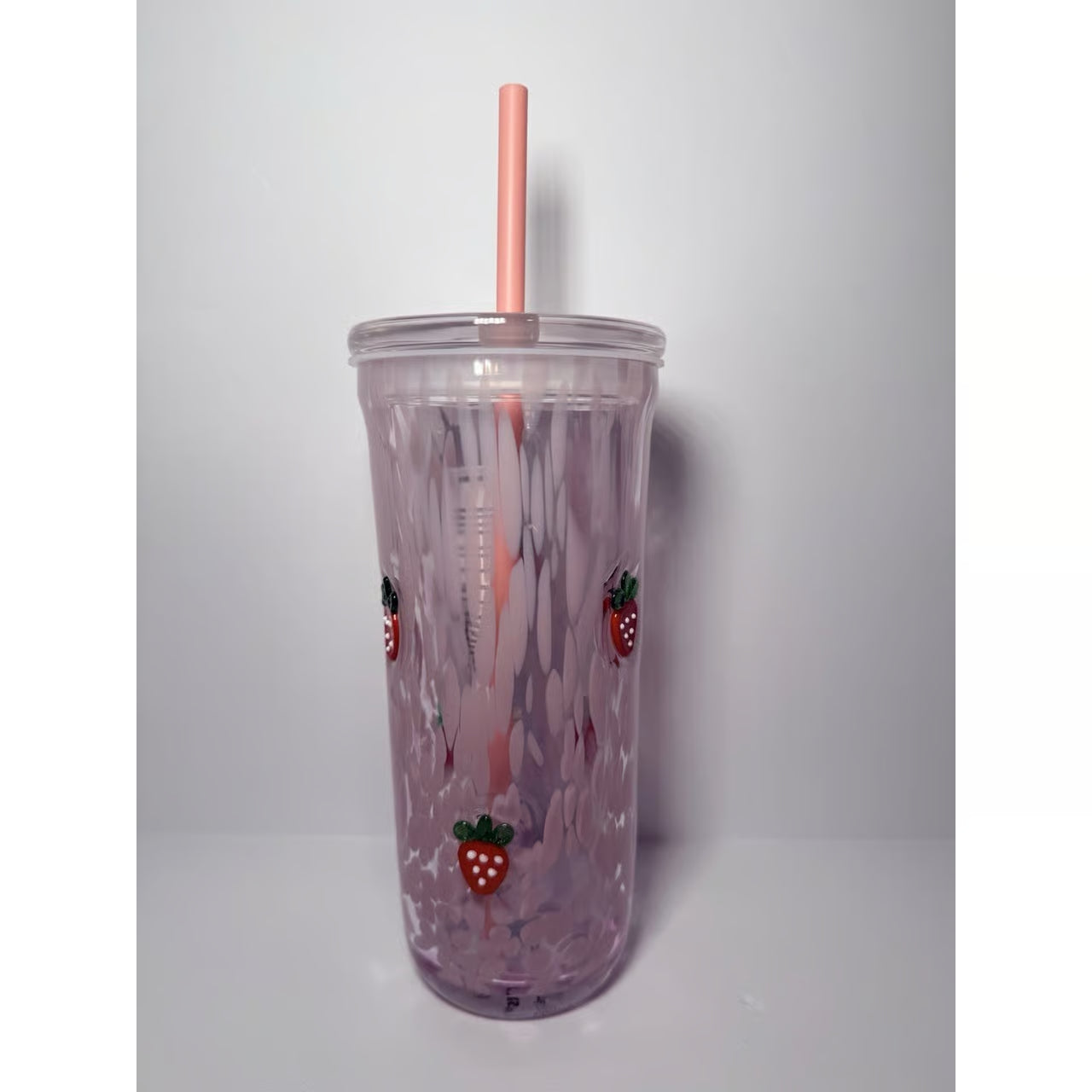 Starbucks Pink Vibes Pink Drink Strawberry Glass Cold Cup 16oz