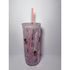 Starbucks Pink Vibes Pink Drink Strawberry Glass Cold Cup 16oz