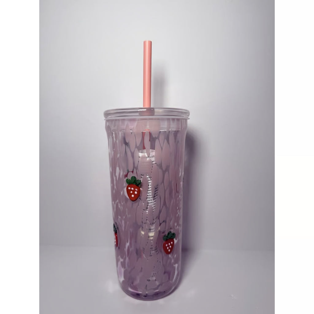 Starbucks Pink Vibes Pink Drink Strawberry Glass Cold Cup 16oz