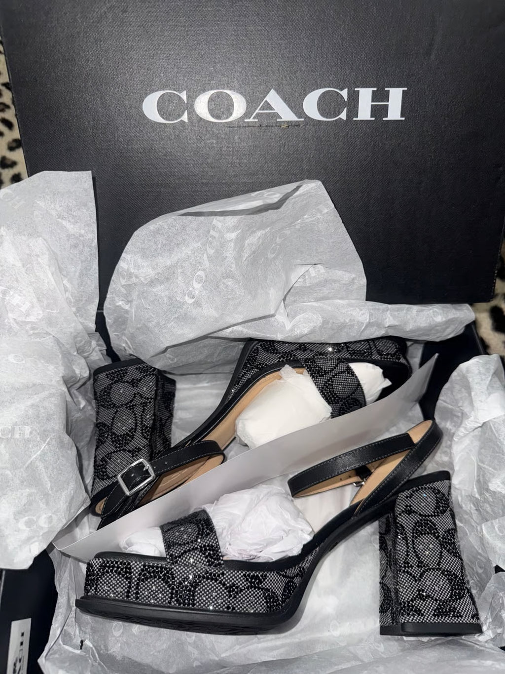Coach Women's Crystal Signature Jacquard Sandal — Size 10 (40.5) NWT