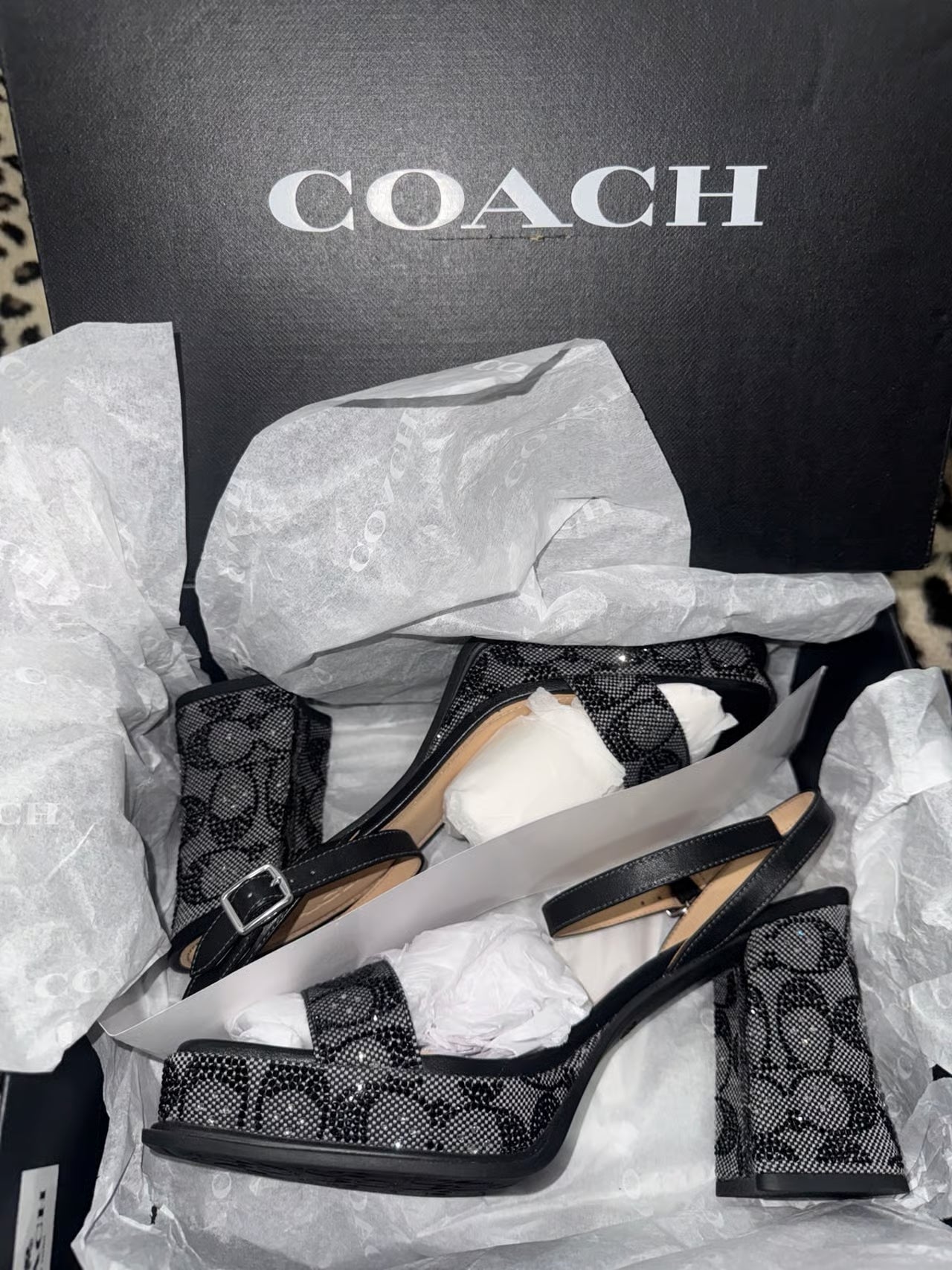 Coach Women's Crystal Signature Jacquard Sandal — Size 10 (40.5) NWT