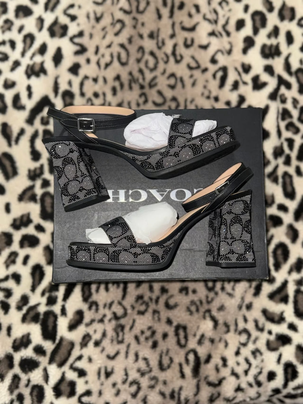 Coach Women's Crystal Signature Jacquard Sandal — Size 10 (40.5) NWT