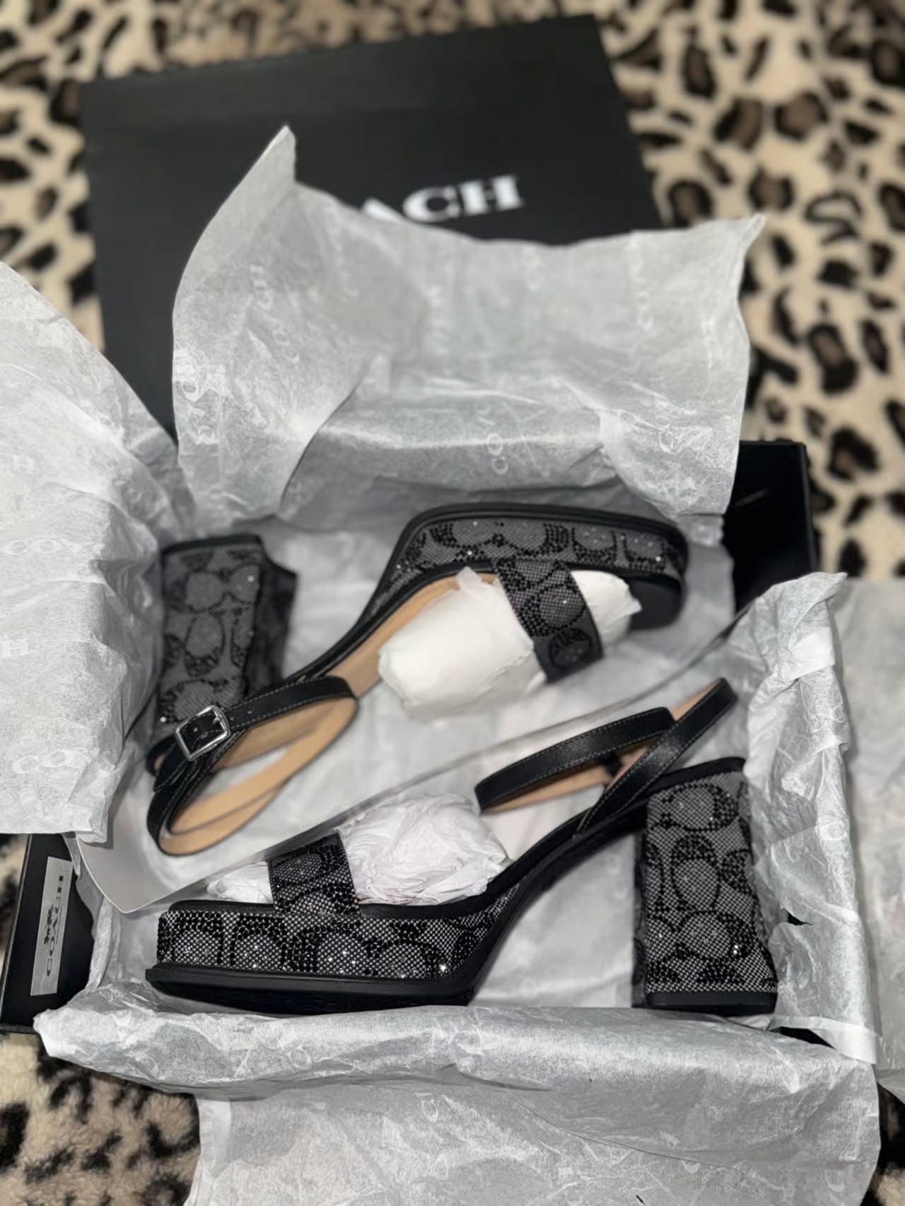 Coach Women's Crystal Signature Jacquard Sandal — Size 10 (40.5) NWT