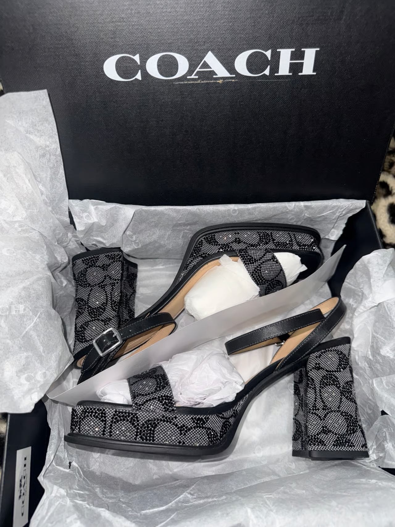 Coach Women's Crystal Signature Jacquard Sandal — Size 10 (40.5) NWT