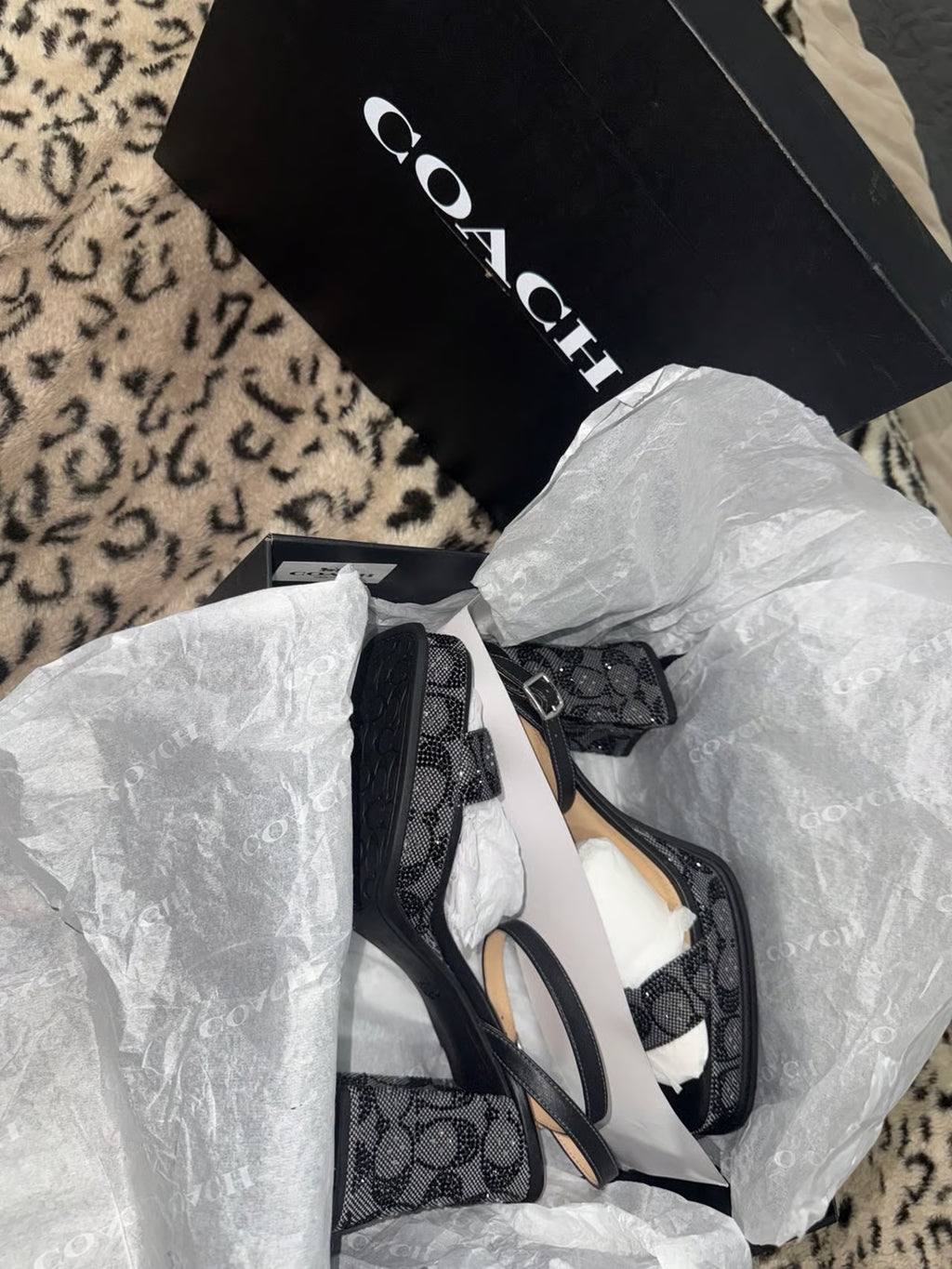 Coach Women's Crystal Signature Jacquard Sandal — Size 10 (40.5) NWT