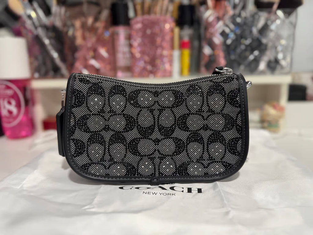 Coach Black Crystal Swinger Bag — Like New