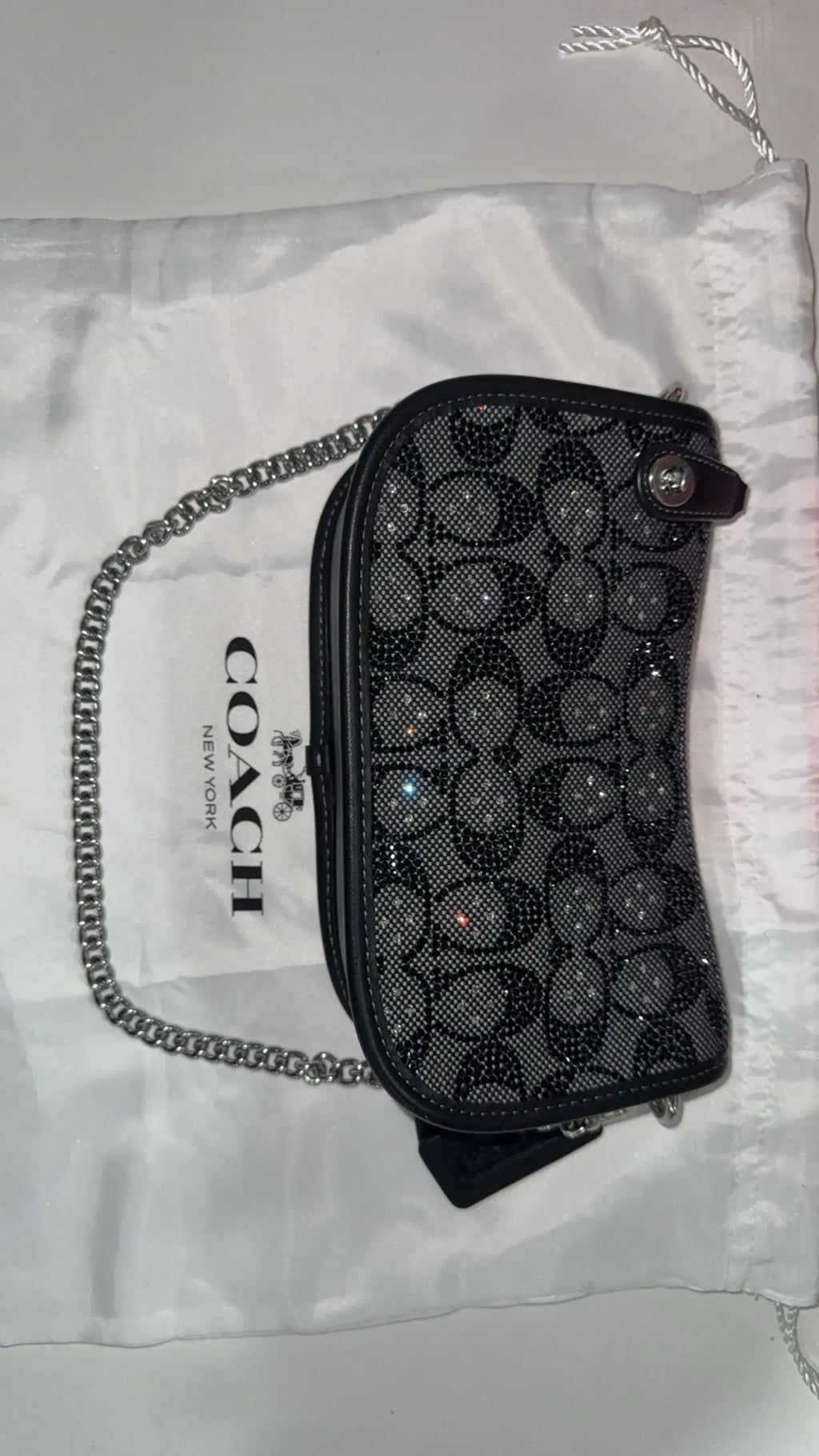 Coach Black Crystal Swinger Bag — Like New