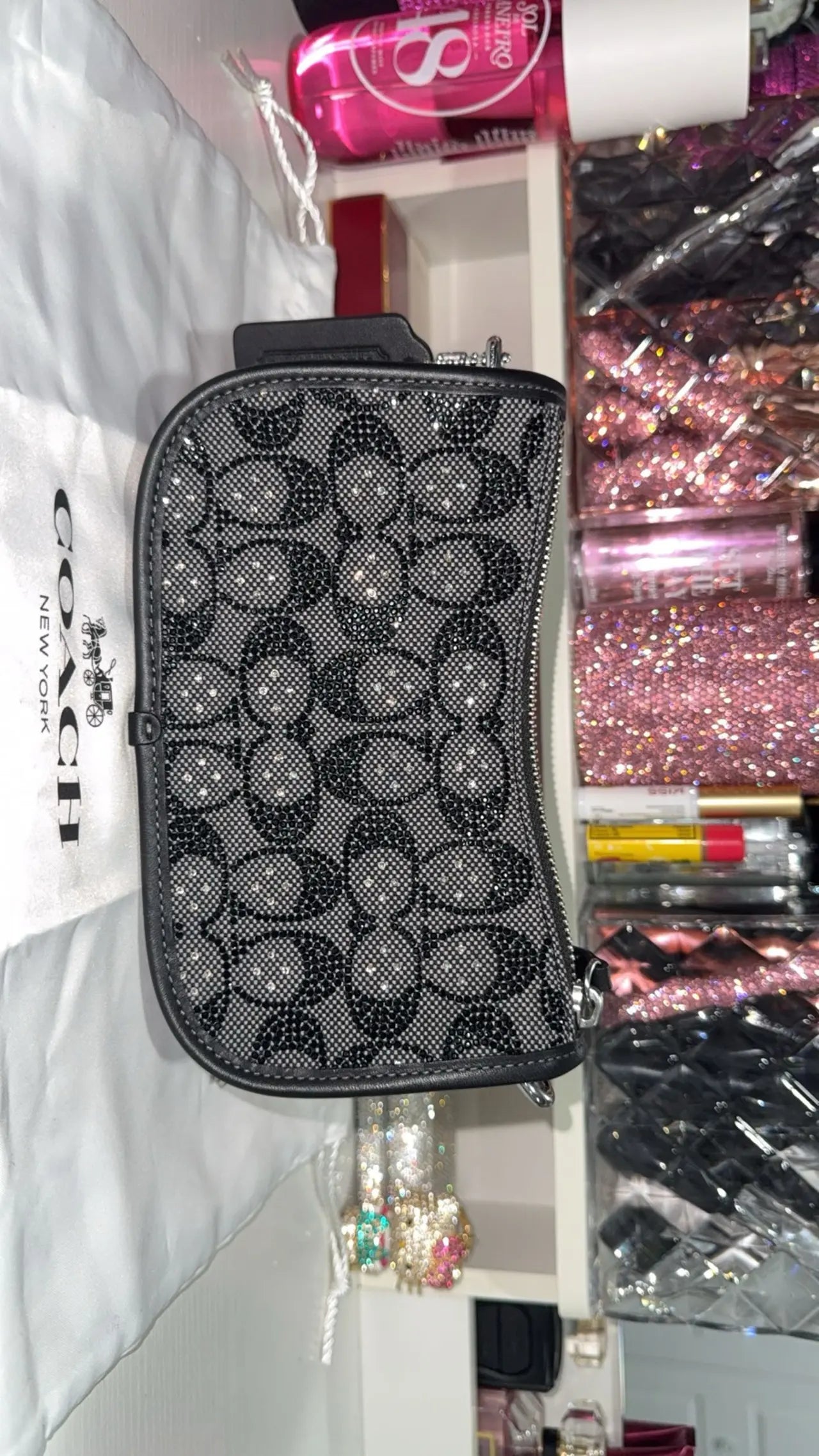 Coach Black Crystal Swinger Bag — Like New