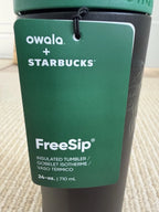 Starbucks x Owala FreeSip 24oz Black Green Insulated Bottle New w/ Tags