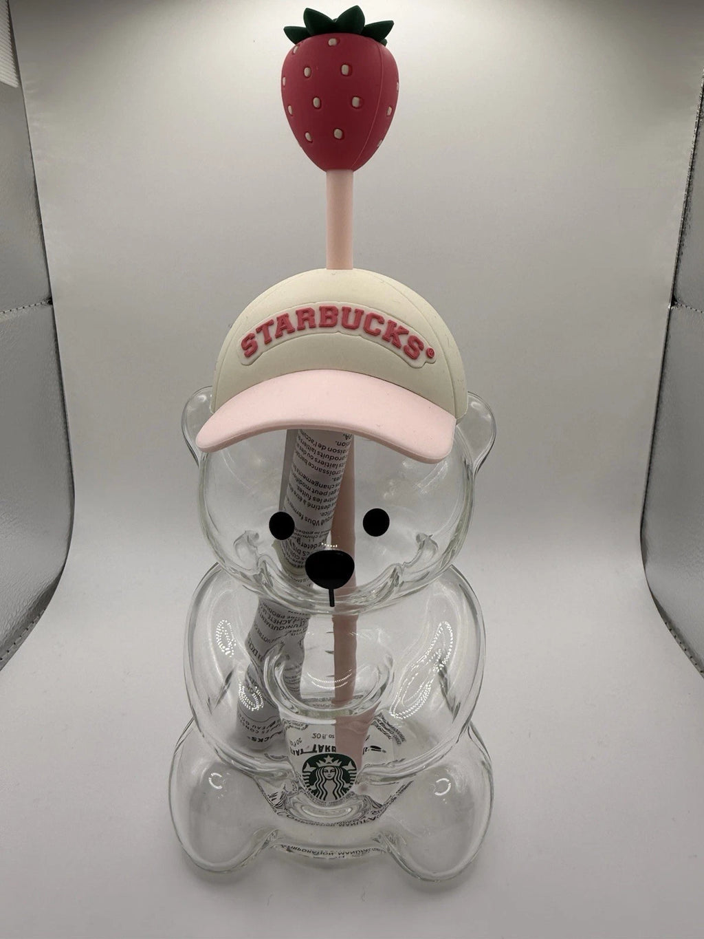 Starbucks 2026 Pink Bearista Glass Cold Cup 20oz Strawberry Straw IN HAND USA