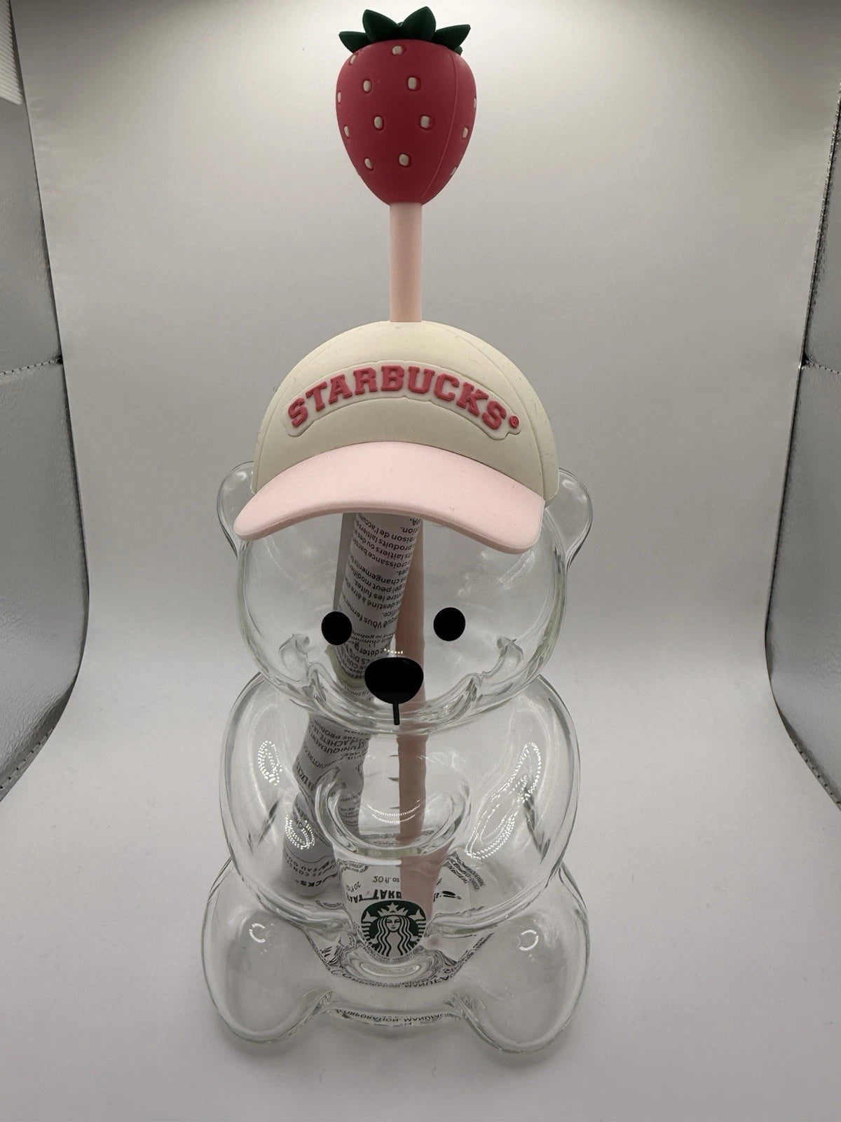 Starbucks 2026 Pink Bearista Glass Cold Cup 20oz Strawberry Straw IN HAND USA