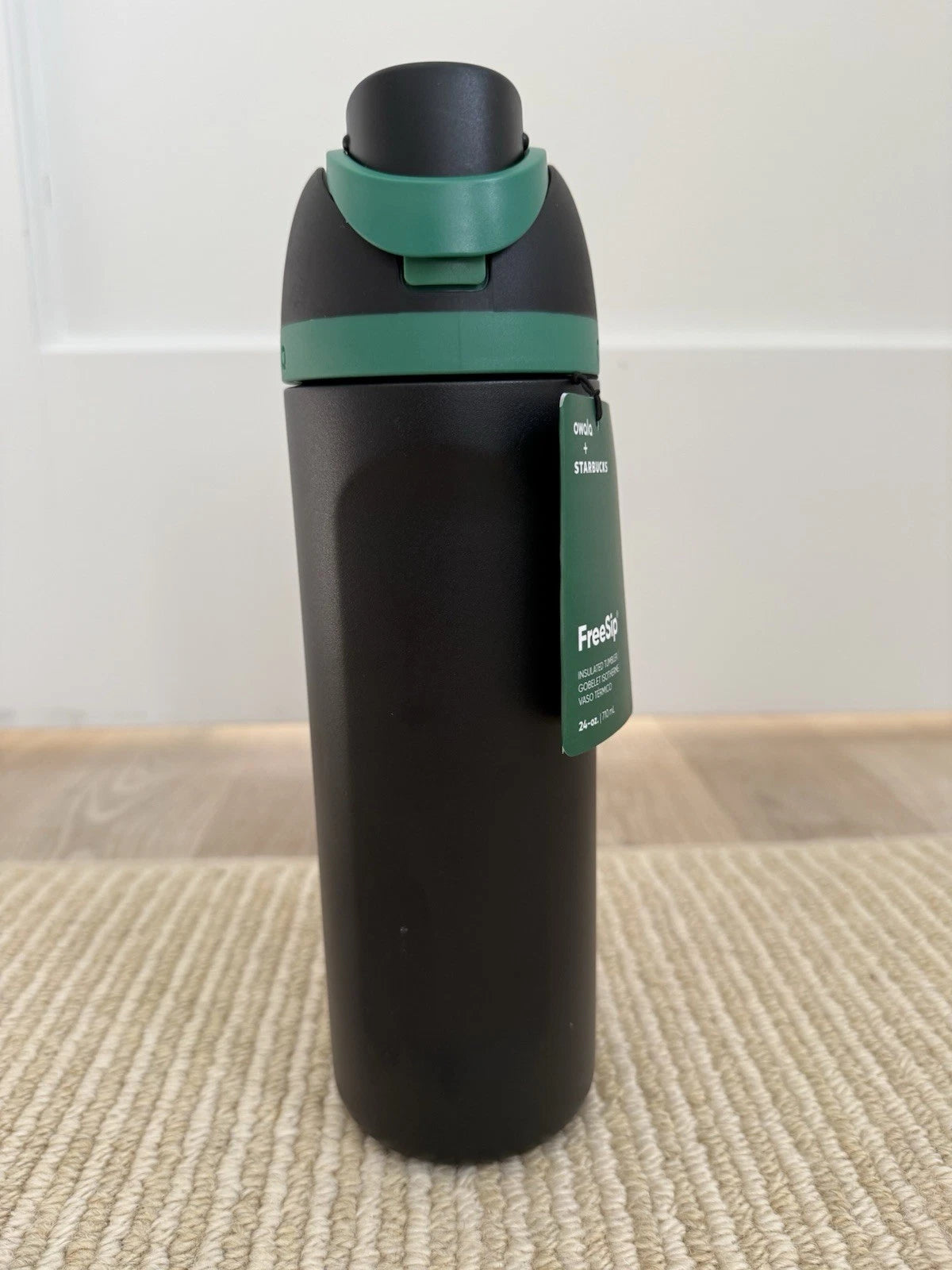 Starbucks x Owala FreeSip 24oz Black Green Insulated Bottle New w/ Tags